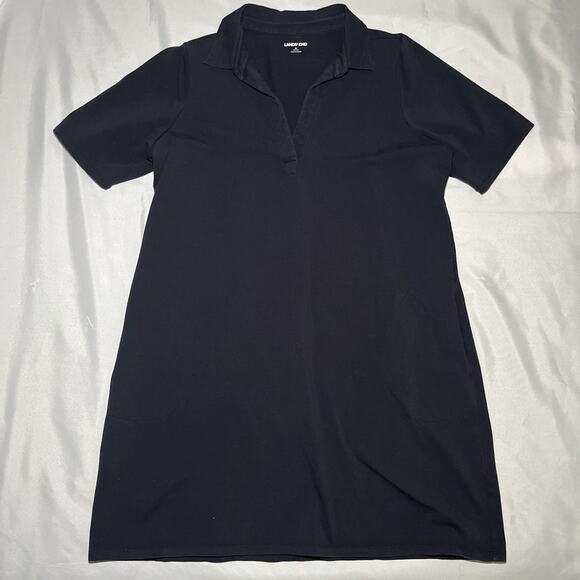 Lands End Polo Mini Shirt Dress Plus Size 1X Black Pockets Stretch Preppy Sporty - Picture 1 of 6